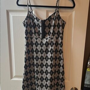Striking Black and Gray Argyle Dress! Cute for a night out or with sneakers!